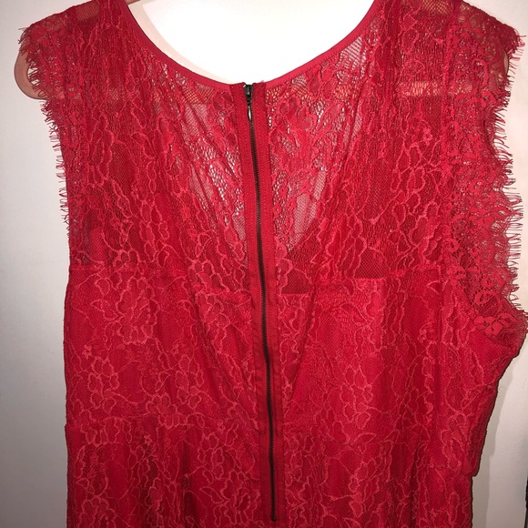Coral Lace Overlay Dress Torrid 3 - Picture 5 of 7